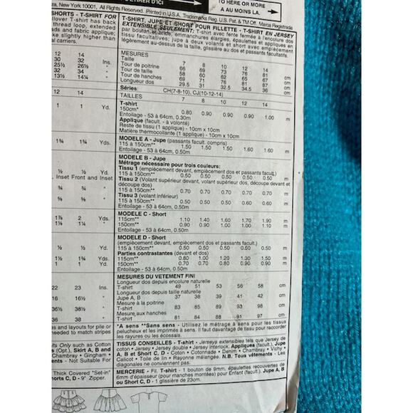 McCalls Sewing pattern 6409 Girls t-shirt shorts tiered skirt vintage 1980s - Picture 5 of 5